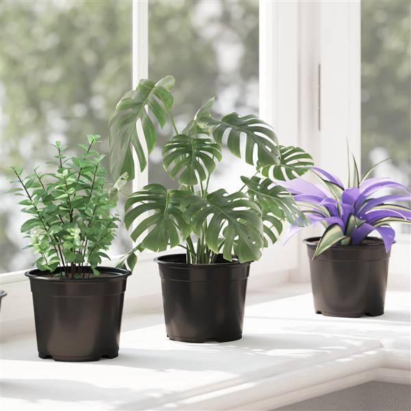 Grote foto vidaxl ronde bloempot 200 pcs zwart 10 x 8 cm kunststof tuin en terras overige tuin en terras