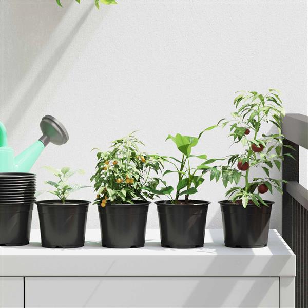Grote foto vidaxl ronde bloempot 200 pcs zwart 10 x 8 cm kunststof tuin en terras overige tuin en terras