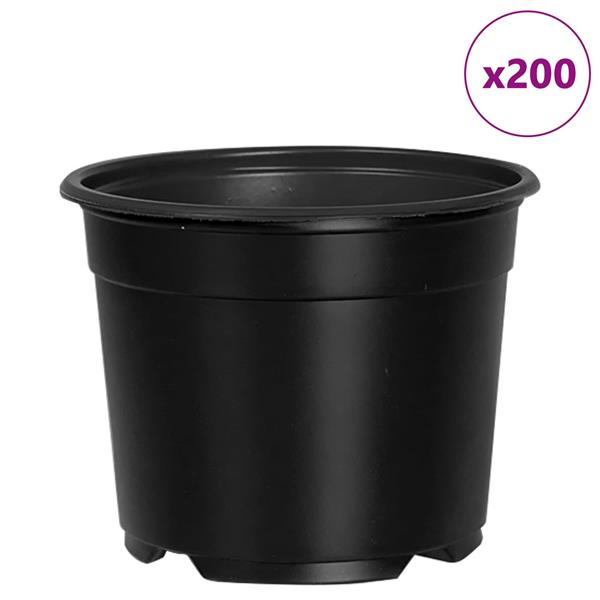 Grote foto vidaxl ronde bloempot 200 pcs zwart 10 x 8 cm kunststof tuin en terras overige tuin en terras
