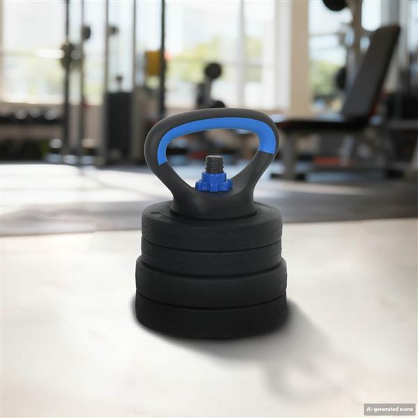 Grote foto vidaxl 4 in 1 dumbbell barbell kettlebell set 20 kg zwart en blauw sport en fitness fitness