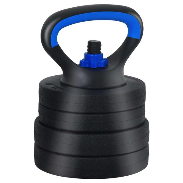 Grote foto vidaxl 4 in 1 dumbbell barbell kettlebell set 20 kg zwart en blauw sport en fitness fitness