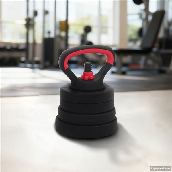 Grote foto vidaxl 4 in 1 dumbbell barbell kettlebell set 20 kg zwart en rood sport en fitness fitness