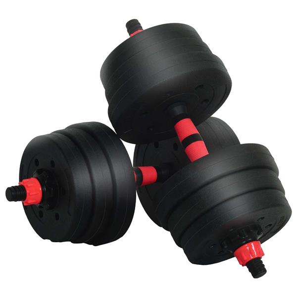 Grote foto vidaxl 4 in 1 dumbbell barbell kettlebell set 20 kg zwart en rood sport en fitness fitness