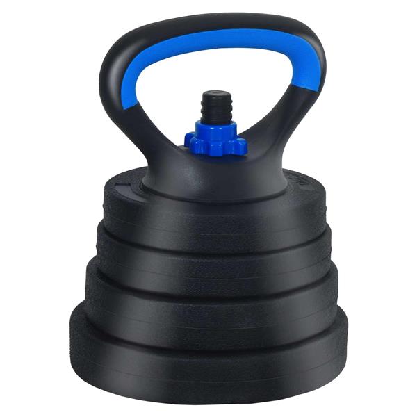 Grote foto vidaxl 4 in 1 dumbbell barbell kettlebell set 30 kg zwart en blauw sport en fitness fitness