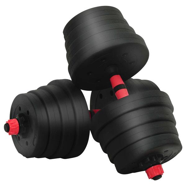 Grote foto vidaxl 4 in 1 dumbbell barbell kettlebell set 30 kg zwart en rood sport en fitness fitness