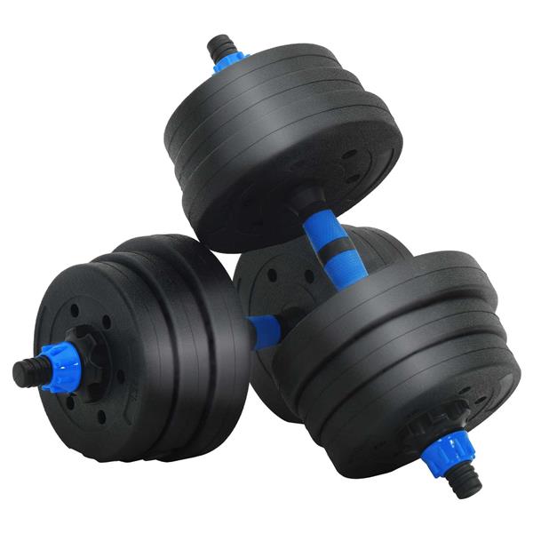 Grote foto vidaxl 4 in 1 dumbbell barbell kettlebell set 20 kg zwart en blauw sport en fitness fitness