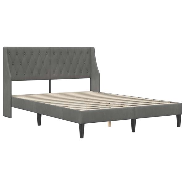 Grote foto vidaxl bedframe met hoofdeinde donkergrijs 137 x 190 cm fluweel antiek en kunst stoelen en banken