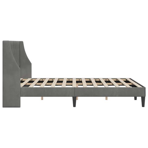 Grote foto vidaxl bedframe met hoofdeinde donkergrijs 137 x 190 cm fluweel antiek en kunst stoelen en banken