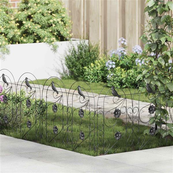 Grote foto vidaxl tuinhek 5 pcs zwart staal tuin en terras tuindecoratie