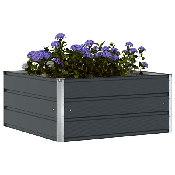 Grote foto vidaxl plantenbak antraciet 100 x 100 x 45 cm staal tuin en terras overige tuin en terras