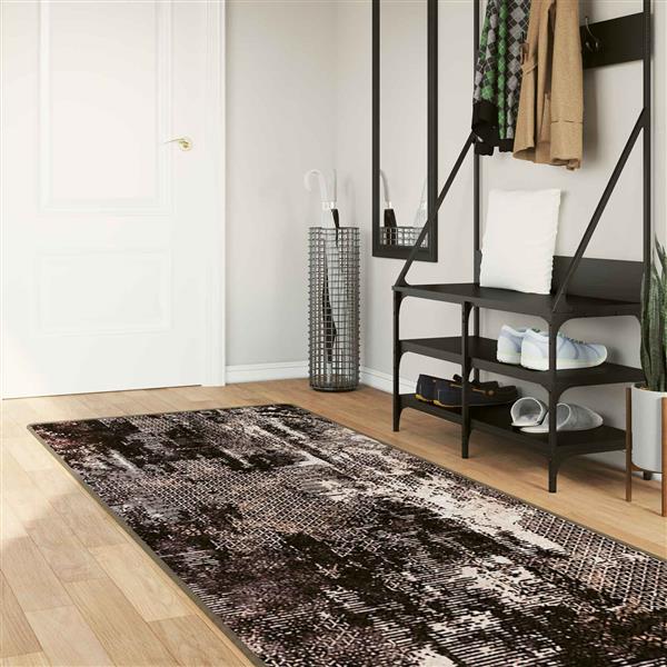 Grote foto vidaxl vloerkleedloper marsa zwart 100 x 300 cm polyester en pvc huis en inrichting vloerbedekking en kleden