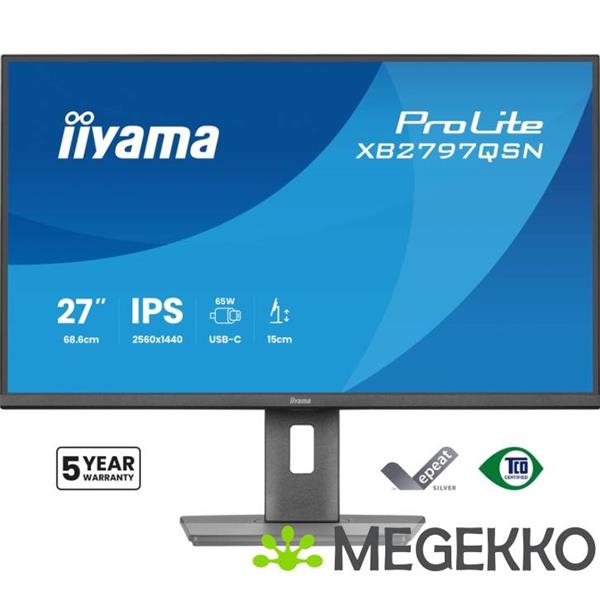 Grote foto iiyama prolite xb2797qsn b1 27 quad hd ips usb c monitor computers en software overige computers en software