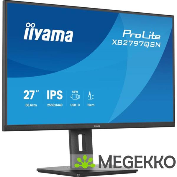 Grote foto iiyama prolite xb2797qsn b1 27 quad hd ips usb c monitor computers en software overige computers en software