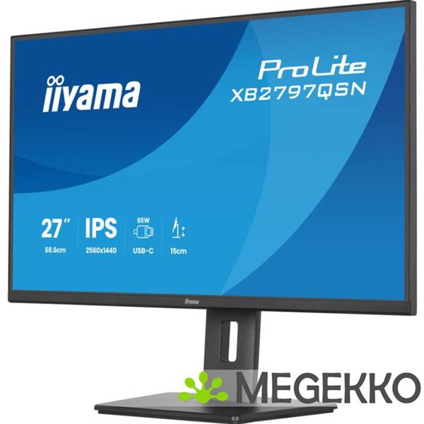 Grote foto iiyama prolite xb2797qsn b1 27 quad hd ips usb c monitor computers en software overige computers en software