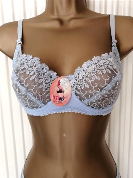 Grote foto zachtblauwe doorzichtige bh met string b cups kleding dames ondergoed en lingerie