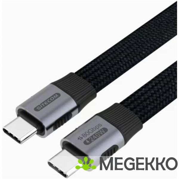 Grote foto sitecom usb c to usb c full feature flat cable 80gbps 8k 1.0m black thunderbolt 5 compatible computers en software overige computers en software