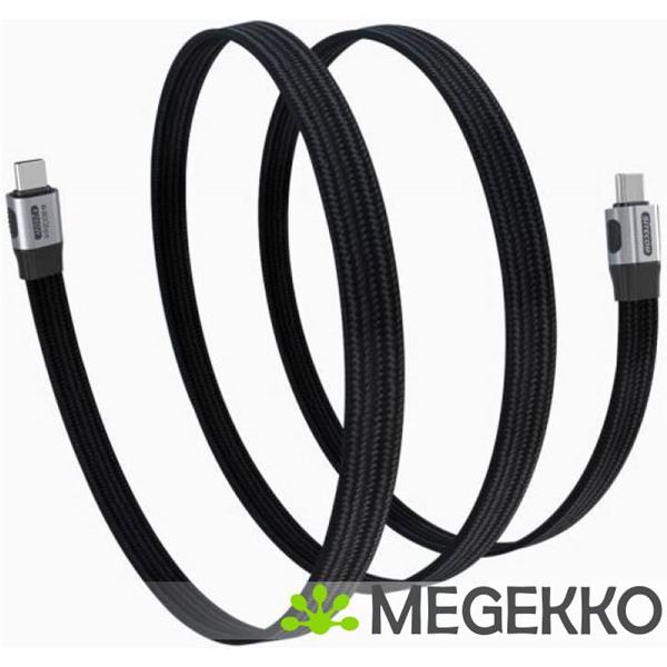 Grote foto sitecom usb c to usb c full feature flat cable 80gbps 8k 1.0m black thunderbolt 5 compatible computers en software overige computers en software