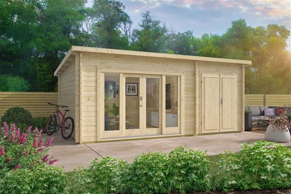 Grote foto blokhut tuinhuis meg 44 mm onbehandeld tuin en terras tuinhuisjes en blokhutten