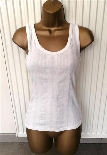 Grote foto elegante geribbelde roomwitte tanktop 36 38 kleding dames tops