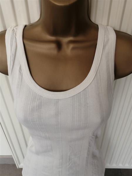Grote foto elegante geribbelde roomwitte tanktop 36 38 kleding dames tops
