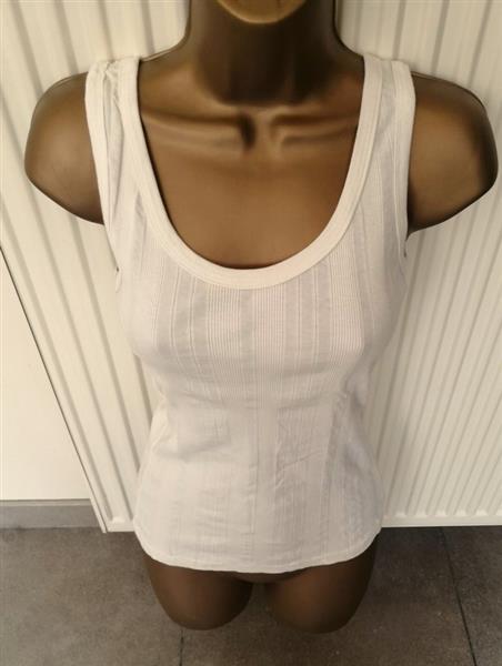 Grote foto elegante geribbelde roomwitte tanktop 36 38 kleding dames tops