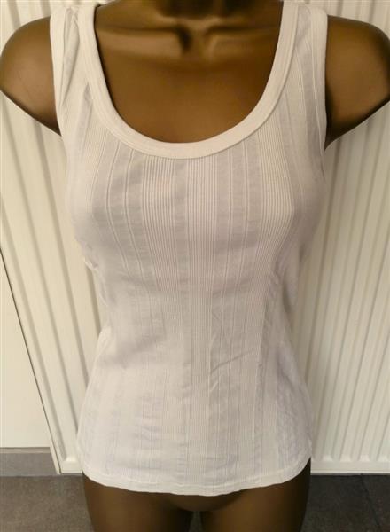Grote foto elegante geribbelde roomwitte tanktop 36 38 kleding dames tops