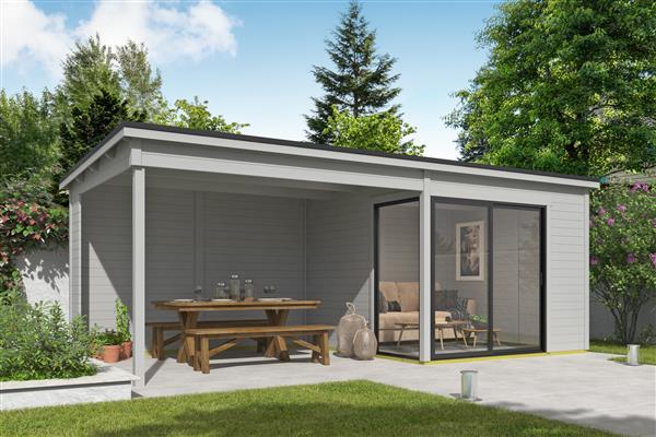 Grote foto blokhut met overkapping julia 295x295 vuren tuin en terras tuinhuisjes en blokhutten