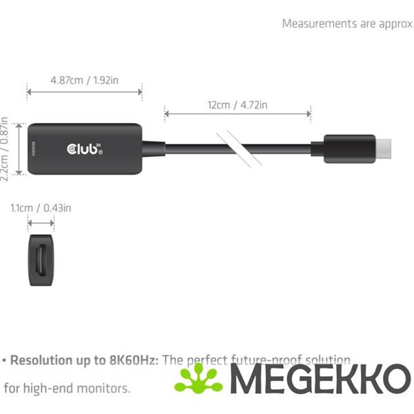 Grote foto club3d usb c naar hdmitm 2.1 adapter 8k60hz computers en software overige computers en software