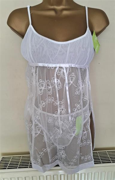 Grote foto chique witte doorzichtige babydoll met string kleding dames ondergoed en lingerie