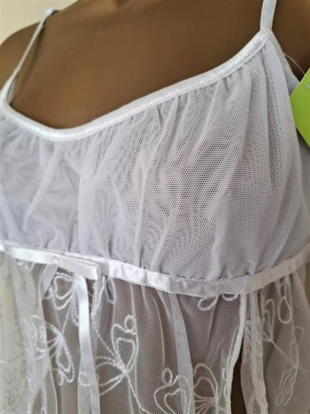Grote foto chique witte doorzichtige babydoll met string kleding dames ondergoed en lingerie