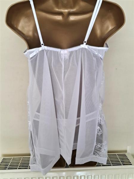 Grote foto chique witte doorzichtige babydoll met string kleding dames ondergoed en lingerie