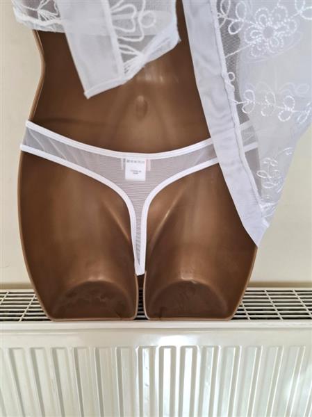 Grote foto chique witte doorzichtige babydoll met string kleding dames ondergoed en lingerie