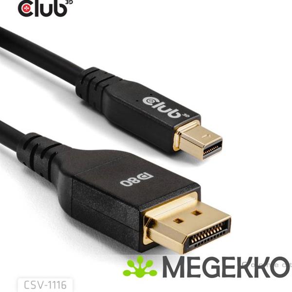 Grote foto club3d mini displayporttm to displayporttm bi directional vesa dp80 certified cable m m 1m 3.28ft computers en software overige