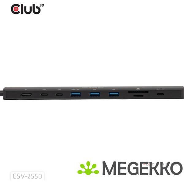 Grote foto club3d 10 1 portable dock usb type c 10gbps to hdmitm 8k30hz pd3.1 max.140watt computers en software overige computers en software