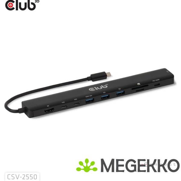 Grote foto club3d 10 1 portable dock usb type c 10gbps to hdmitm 8k30hz pd3.1 max.140watt computers en software overige computers en software