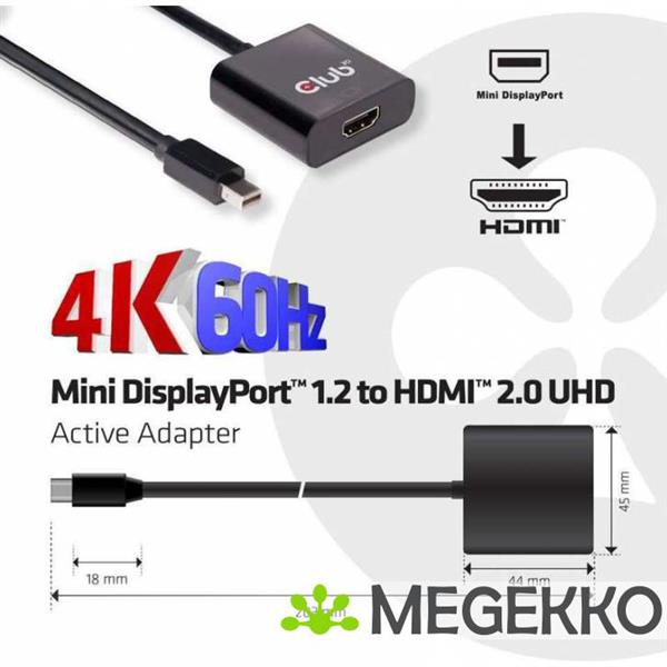 Grote foto club3d mini displayport 1.2 to hdmi 2.0 uhd active adapter computers en software overige