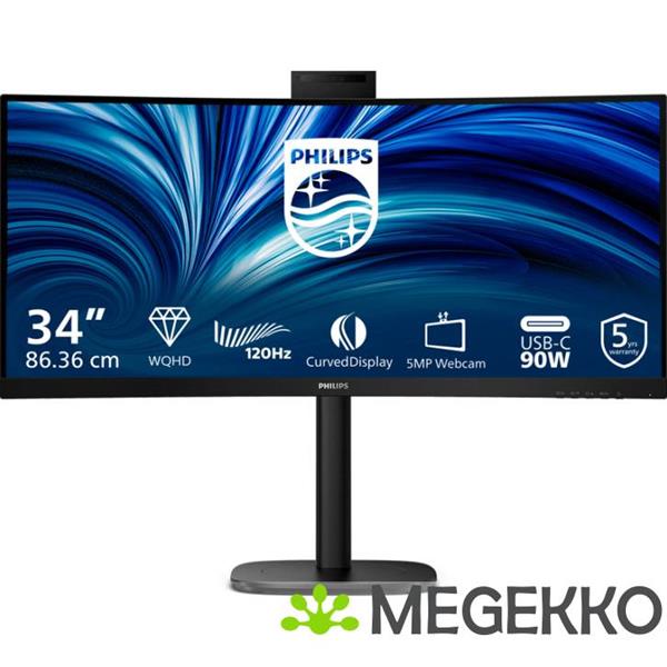 Grote foto philips 3000 series 34b2u3600ch 00 34 curved wide quad hd 120hz va usb c 90w monitor computers en software overige computers en software
