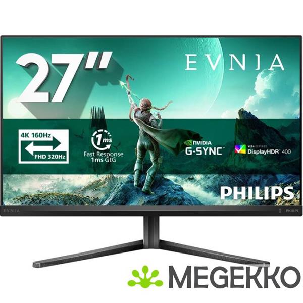 Grote foto philips evnia 3000 27m2n3800a 00 27 4k 160hz fhd 320hz dual frame ips monitor computers en software overige computers en software