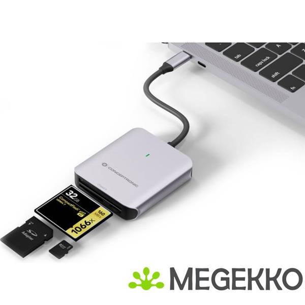 Grote foto conceptronic bian09g geheugenkaartlezer usb 3.2 gen 2 type c grijs computers en software overige computers en software