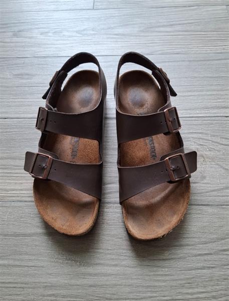 Grote foto bruine lederen birkenstock milano sandalen 44 kleding heren schoenen