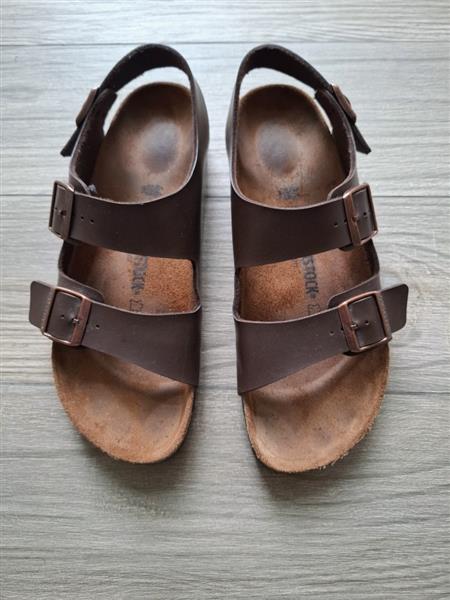 Grote foto bruine lederen birkenstock milano sandalen 44 kleding heren schoenen