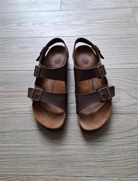 Grote foto bruine lederen birkenstock milano sandalen 44 kleding heren schoenen