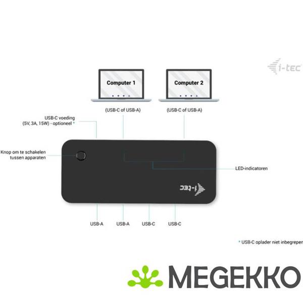 Grote foto i tec universal kvm hub 2x usb c 2x usb a 3.0 computers en software netwerkkaarten routers en switches