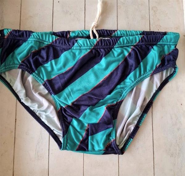 Grote foto knappe vintage zwemslip in blauwe tinten medium kleding heren badmode zwemkleding