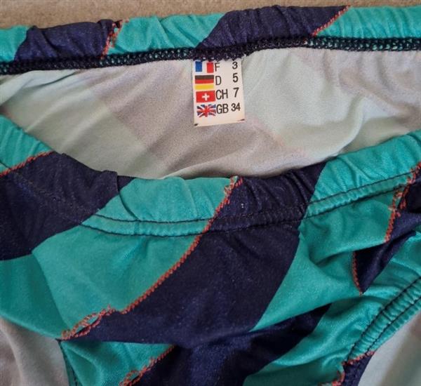 Grote foto knappe vintage zwemslip in blauwe tinten medium kleding heren badmode zwemkleding