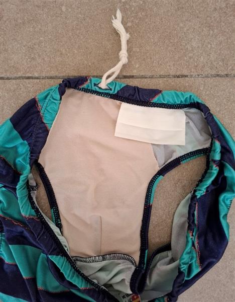 Grote foto knappe vintage zwemslip in blauwe tinten medium kleding heren badmode zwemkleding