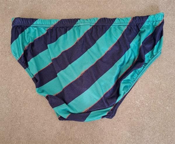 Grote foto knappe vintage zwemslip in blauwe tinten medium kleding heren badmode zwemkleding