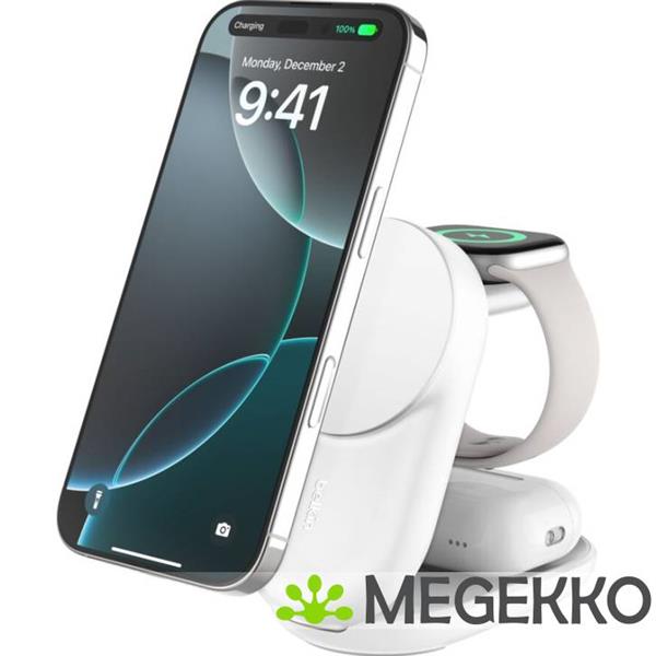 Grote foto belkin ultracharge 25w qi2 3in1 magnetic charger eu white round binnen computers en software overige