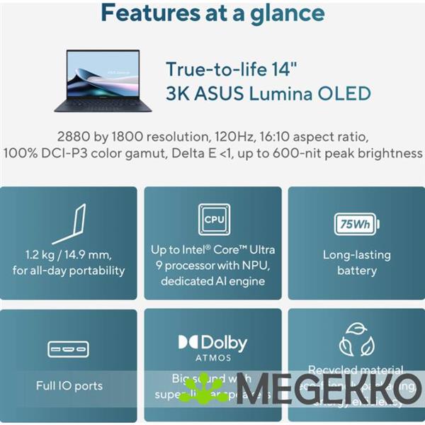 Grote foto asus zenbook 14 oled ux3405ca qd012w 14 intel core ultra 7 computers en software overige computers en software