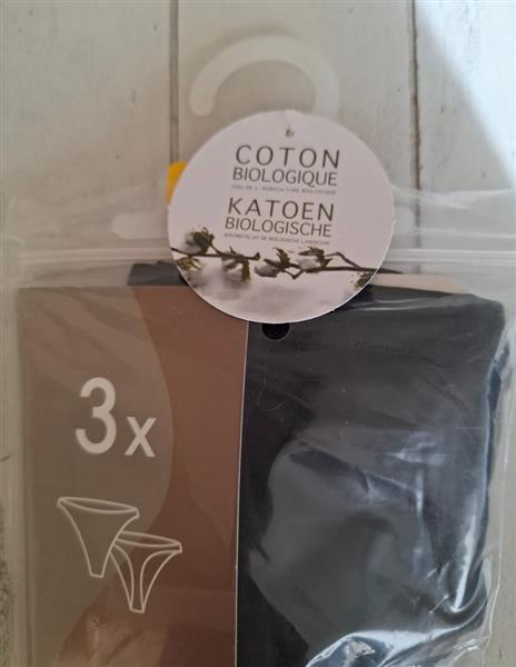 Grote foto 3 zwarte strings in biologisch katoen large kleding dames ondergoed en lingerie